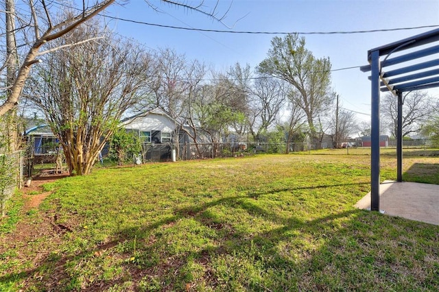 view of yard featuring a patio area and a fenced backyard