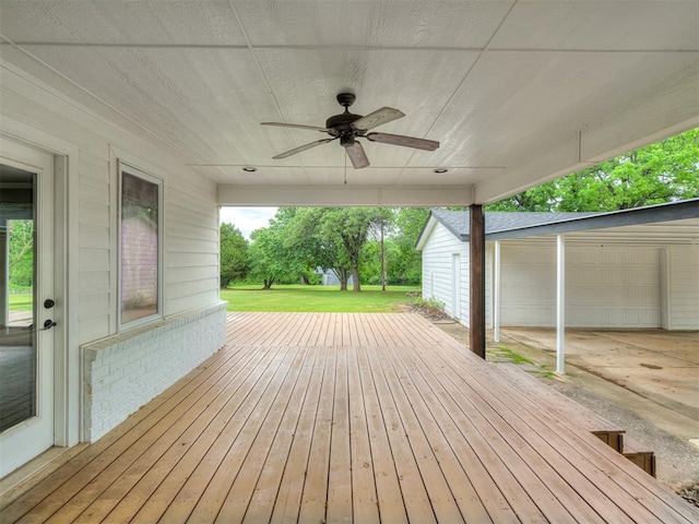 400 Carpenter Trl, Arcadia, OK 73007 - deck featuring an outbuilding and a ceiling fan