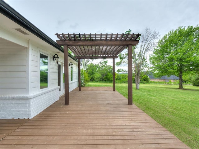 400 Carpenter Trl, Arcadia, OK 73007 - deck featuring a lawn and a pergola
