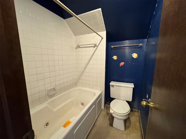 full bath with baseboards, toilet, and shower / washtub combination