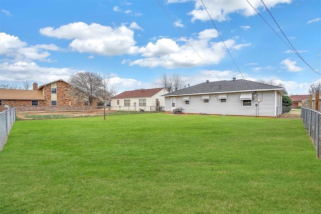 view of yard with a fenced backyard