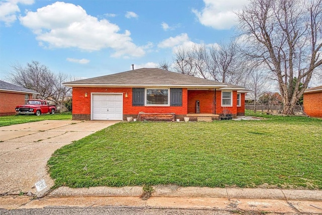 1724 N Lee St, Altus, OK 73521 - view of front of house with a garage, concrete driveway, and a front lawn