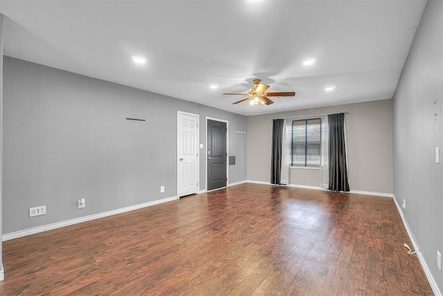1724 N Lee St, Altus, OK 73521 - unfurnished room featuring recessed lighting, baseboards, wood finished floors, and a ceiling fan