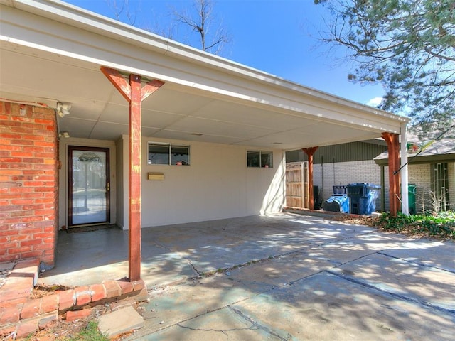 exterior space featuring a carport