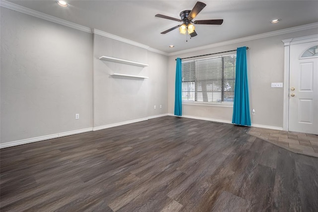4505 N Peniel Ave, Bethany, OK 73008 - spare room with ceiling fan, wood finished floors, crown molding, and recessed lighting