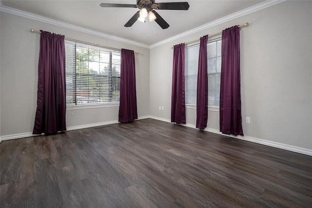 4505 N Peniel Ave, Bethany, OK 73008 - spare room with ceiling fan, ornamental molding, and wood finished floors