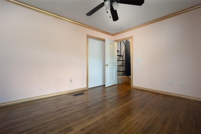 4505 N Peniel Ave, Bethany, OK 73008 - unfurnished room with crown molding, wood finished floors, and ceiling fan