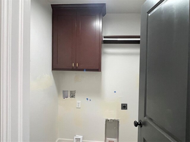 laundry area with cabinet space, hookup for an electric dryer, and washer hookup