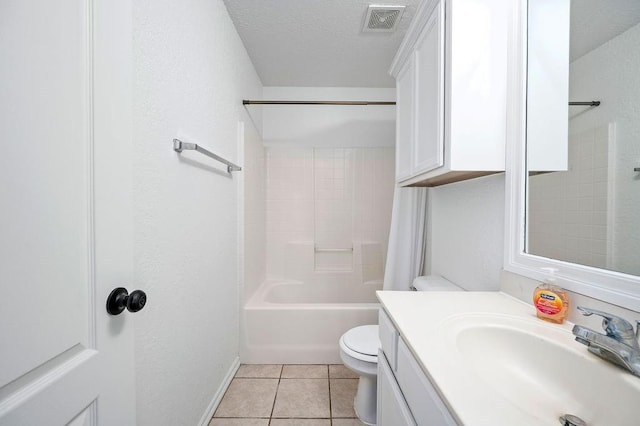 3833 Ives Way, Norman, OK 73072 - bathroom with toilet, tile patterned flooring, vanity, shower / tub combo with curtain, and baseboards