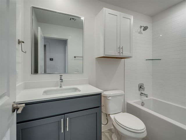 13112 Maplewood Ave, Oklahoma City, OK 73120 - bathroom featuring toilet, vanity, and tub / shower combination