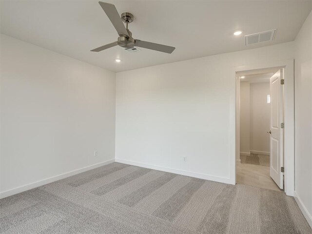 13112 Maplewood Ave, Oklahoma City, OK 73120 - empty room with carpet flooring, a ceiling fan, recessed lighting, and baseboards