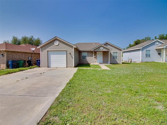1419 NW 98th St, Oklahoma City, OK 73114 - ranch-style house featuring a front lawn, a garage, and driveway