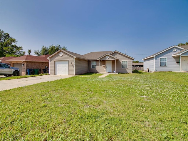 1419 NW 98th St, Oklahoma City, OK 73114 - ranch-style house with a front lawn, concrete driveway, and an attached garage