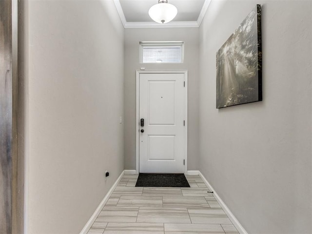 3819 Mistwood Pl, Norman, OK 73026 - doorway to outside with ornamental molding and baseboards