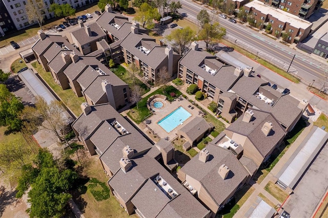 drone / aerial view with a residential view