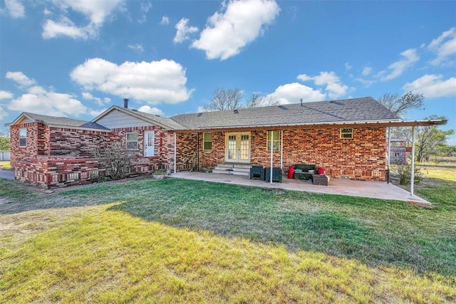 17421 E 1160th Rd, Sweetwater, OK 73666 - back of property featuring a patio area, a lawn, french doors, and entry steps