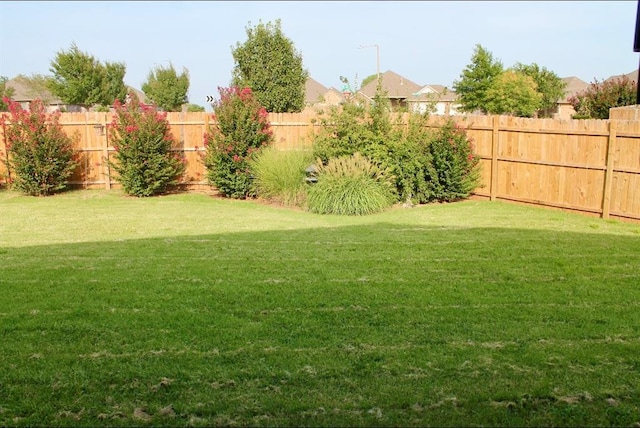 view of yard featuring a fenced backyard