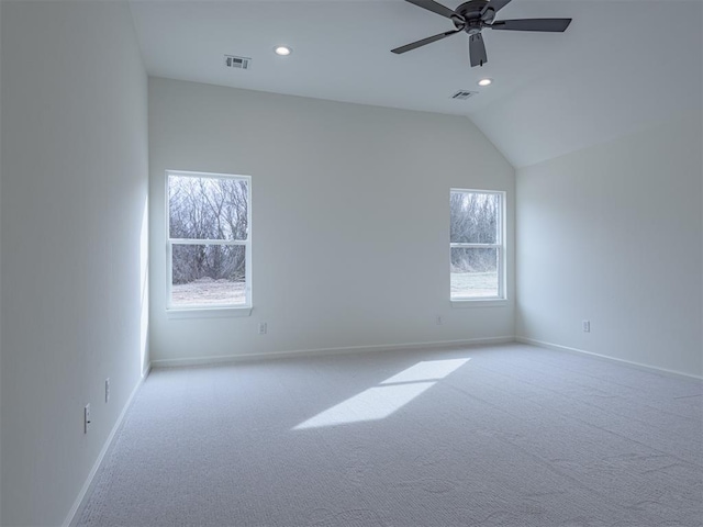 2292 NW 34th St, Newcastle, OK 73065 - spare room featuring healthy amount of natural light, carpet, a ceiling fan, baseboards, and lofted ceiling