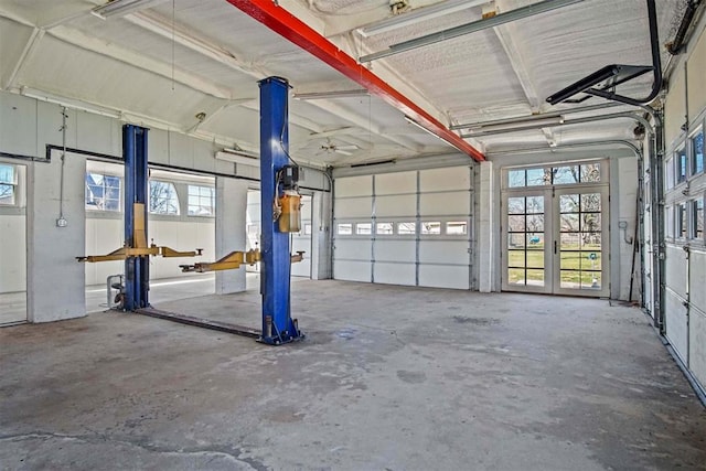 garage with french doors