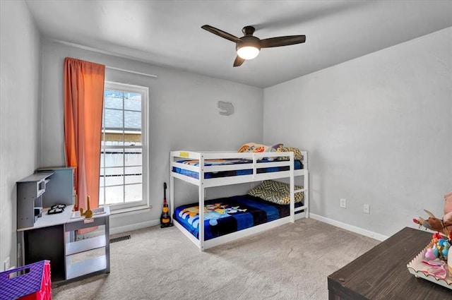 2008 Powderhorn, Edmond, OK 73034 - bedroom with baseboards, a ceiling fan, and carpet flooring