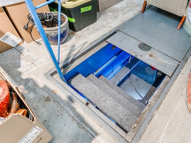 view of storm shelter