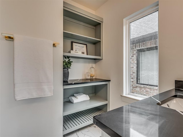 interior space with marble finish floor