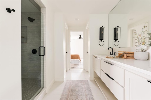 10912 Willow Grove Rd, Oklahoma City, OK 73120 - full bath with vanity, a shower stall, ensuite bath, and tile patterned flooring