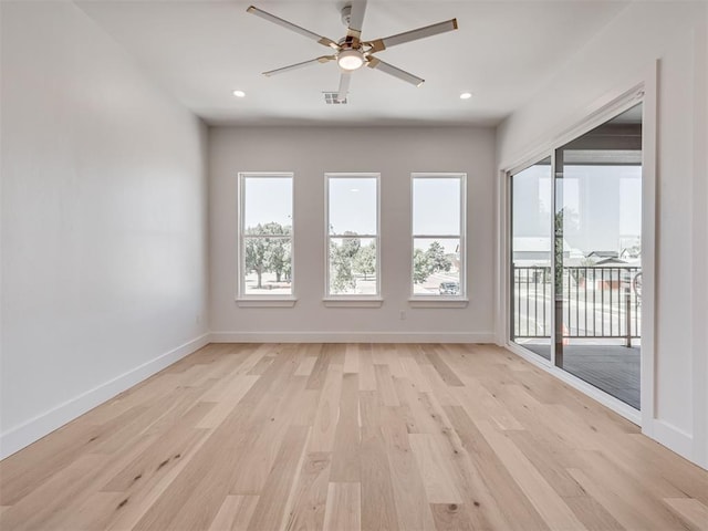8 S Howard St, Edmond, OK 73003 - empty room featuring recessed lighting, ceiling fan, light wood-type flooring, and baseboards