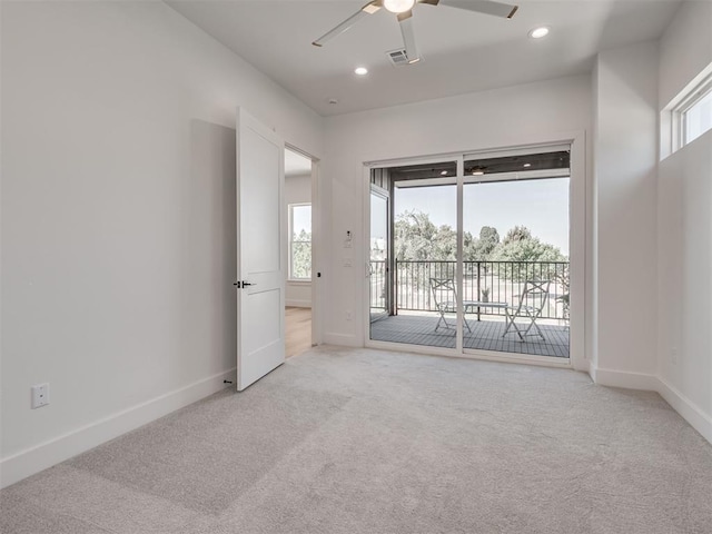 8 S Howard St, Edmond, OK 73003 - unfurnished room with light carpet, plenty of natural light, recessed lighting, and ceiling fan