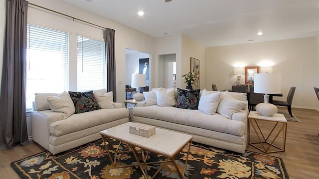 5412 Windstone Ln, Norman, OK 73072 - living area with wood finished floors and recessed lighting