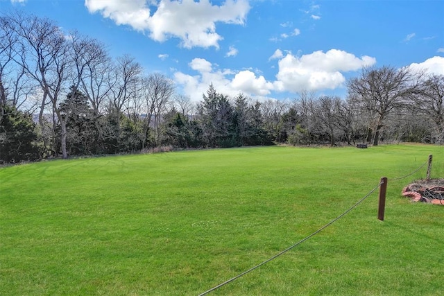 9872 N 2121st Pl, Butler, OK 73625 - view of grassy yard with view of wooded area