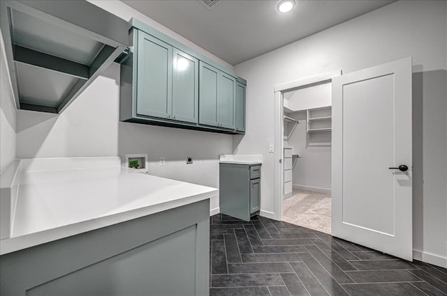 4201 Emery Dr, Edmond, OK 73034 - laundry area featuring cabinet space, hookup for a washing machine, recessed lighting, and baseboards