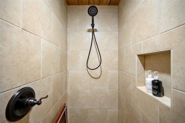 bathroom view of tiled shower