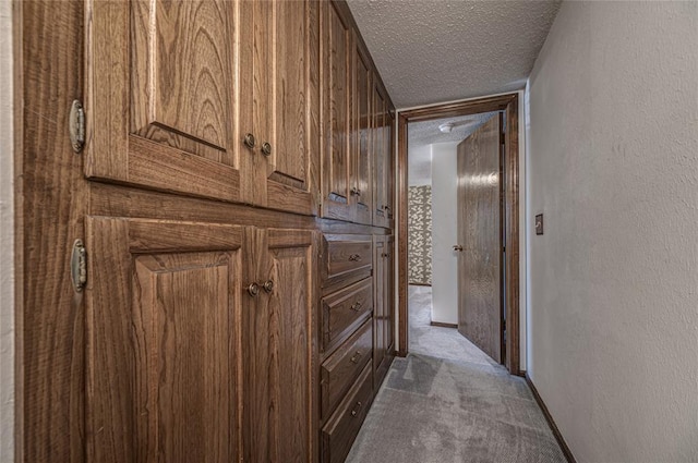 10900 Willow Grove Rd, Oklahoma City, OK 73120 - hall with a textured ceiling, carpet flooring, baseboards, and a textured wall