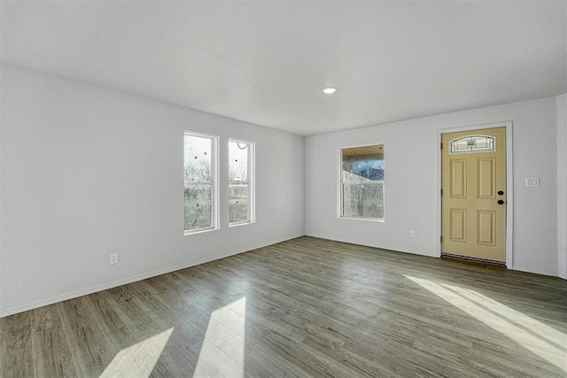 interior space with baseboards and wood finished floors
