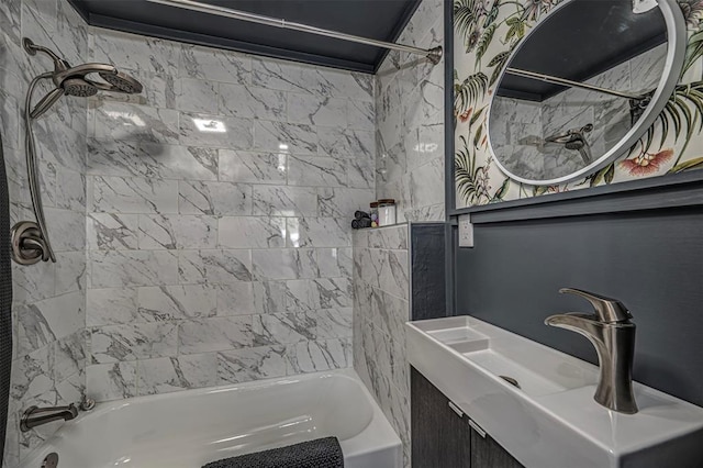 bathroom featuring shower / bathtub combination and a sink