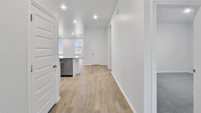 5502 Windstone Ln, Norman, OK 73072 - hallway with recessed lighting and light wood finished floors