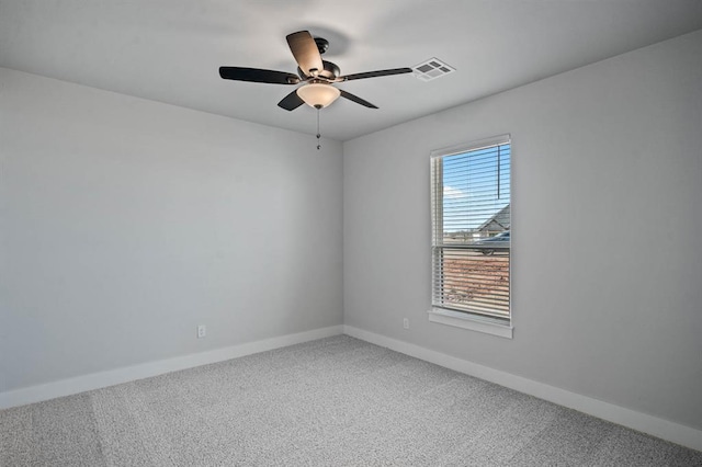 2215 Winter Creek Blvd, Blanchard, OK 73010 - empty room featuring carpet flooring, baseboards, visible vents, and ceiling fan