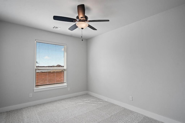2215 Winter Creek Blvd, Blanchard, OK 73010 - empty room featuring visible vents, carpet floors, baseboards, and ceiling fan