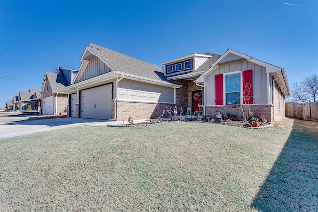 1624 NE 32nd St, Moore, OK 73160 - view of front facade with brick siding, board and batten siding, a garage, and concrete driveway