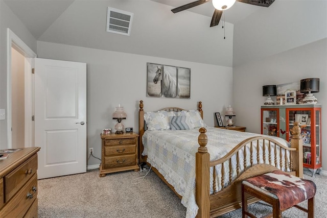 1624 NE 32nd St, Moore, OK 73160 - bedroom featuring light carpet, vaulted ceiling, and a ceiling fan