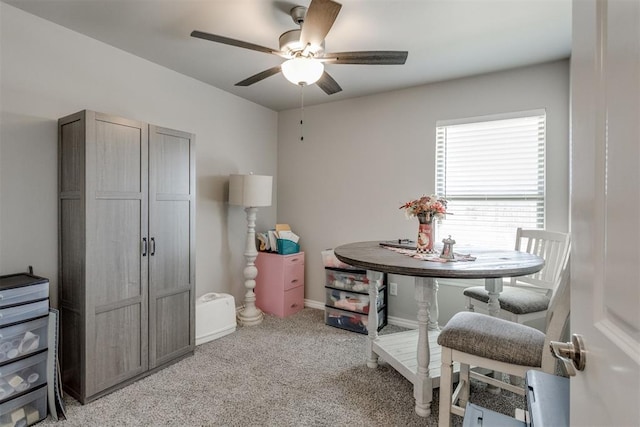 1624 NE 32nd St, Moore, OK 73160 - dining room featuring ceiling fan and light colored carpet