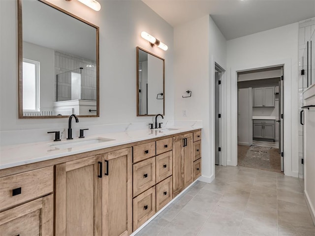 77 Orchid Ct, Piedmont, OK 73078 - bathroom featuring double vanity and tiled shower