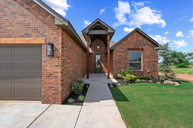 11713 NW 105th St, Yukon, OK 73099 - view of front of property featuring brick siding, a garage, and a front yard