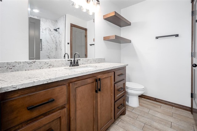 1431 County Road 2977, Blanchard, OK 73010 - full bathroom featuring vanity, wood tiled floors, and a shower