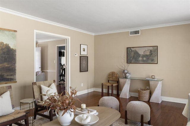 1716 Westminster Pl, Nichols Hills, OK 73120 - living area featuring wood finished floors and crown molding