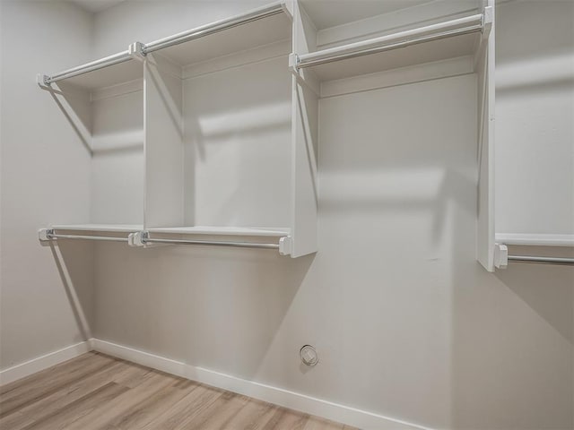 walk in closet featuring light wood-style flooring