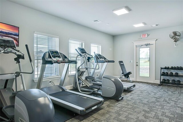 12712 NW 1st Ct, Yukon, OK 73099 - gym featuring baseboards and carpet floors