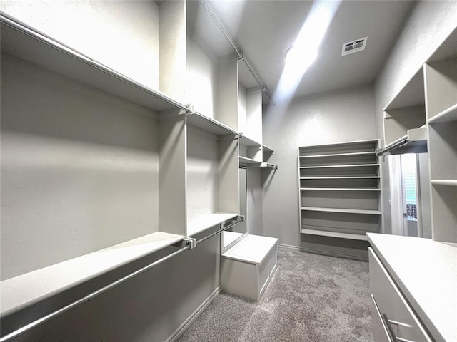 walk in closet with carpet flooring