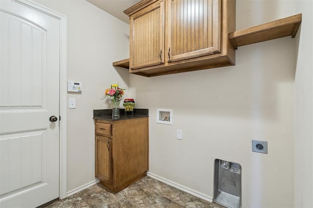 708 Havasu Dr, Norman, OK 73071 - laundry area featuring hookup for an electric dryer, hookup for a washing machine, baseboards, and cabinet space